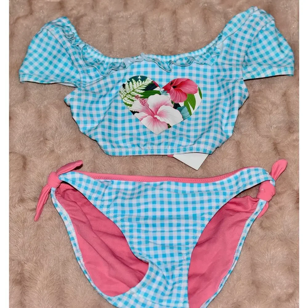 Tommy Bahama Big Girls Rush Guard Bathing Suit 2pc Set Size 12 UPF 50 NEW!!!